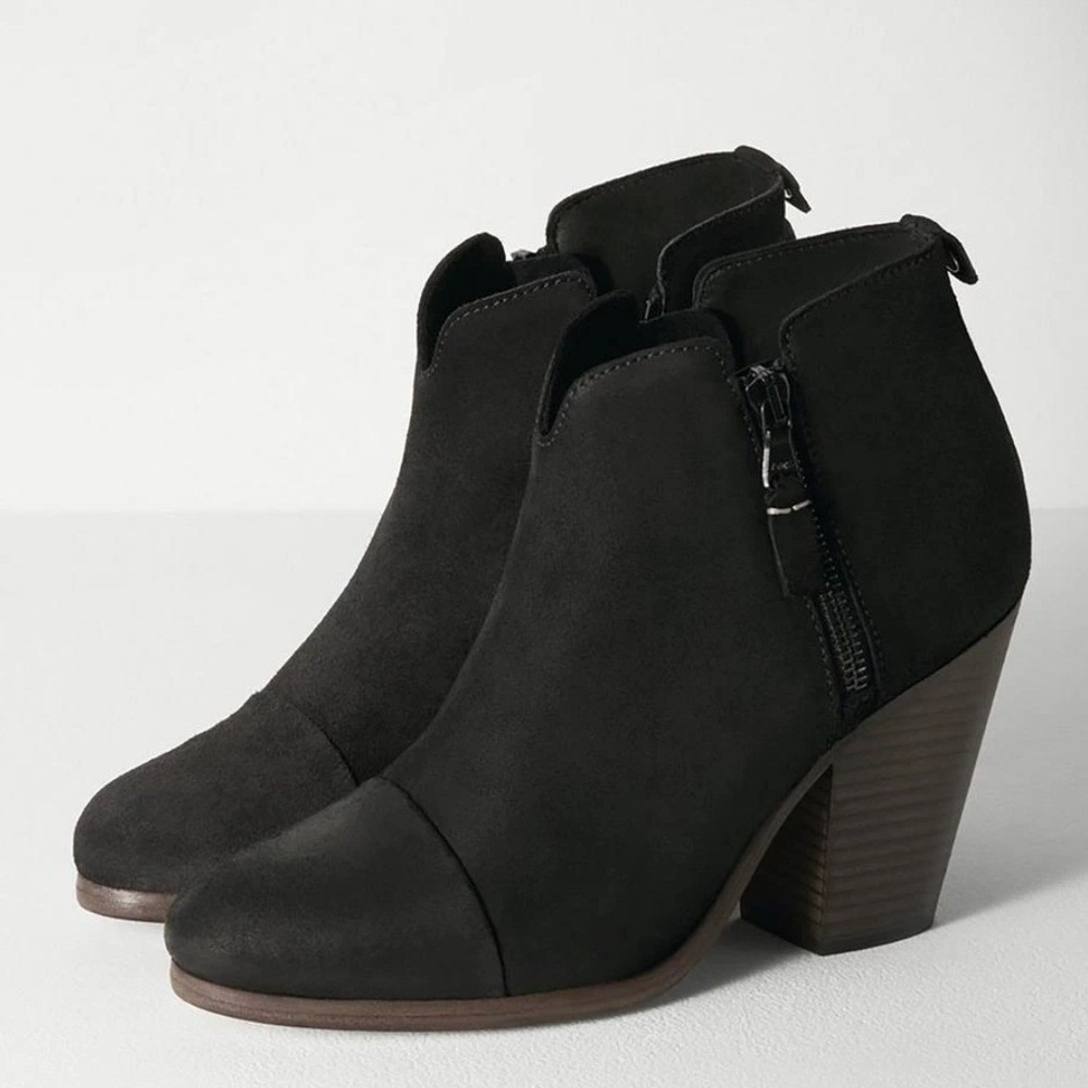 Rag & Bone‎ Margot Black Waxed Suede Booties Italian Leather Size 38.5  US 8